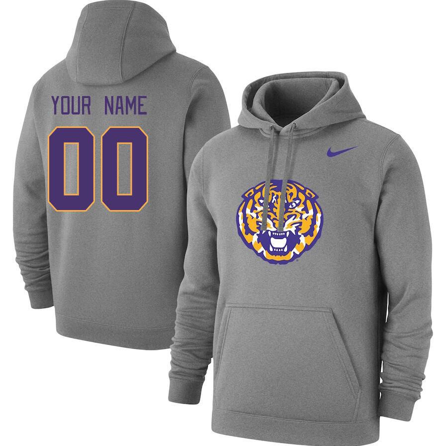 Custom LSU Tigers Name And Number College Hoodie-Gray
